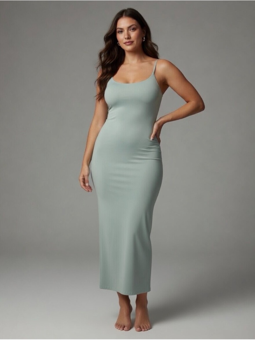Streetwear Society Slim Scoop-Neck Maxi Dress in Sage